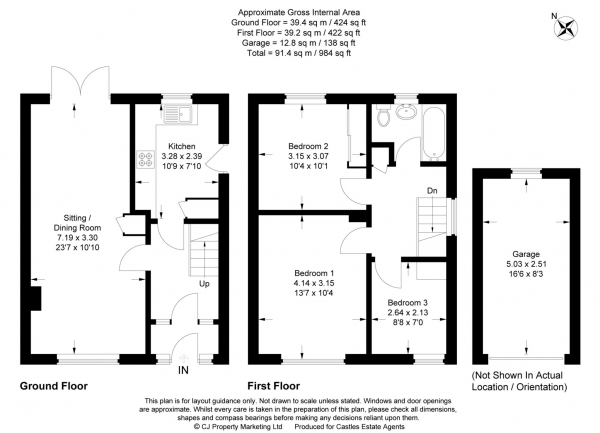 Floor Plan for 3 Bedroom Semi-Detached House for Sale in Valley Road, Northchurch, Northchurch, HP4, 3PY -  &pound550,000