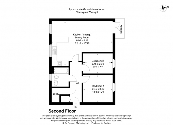 Floor Plan Image for 2 Bedroom Flat for Sale in Sheldon Way, Berkhamsted