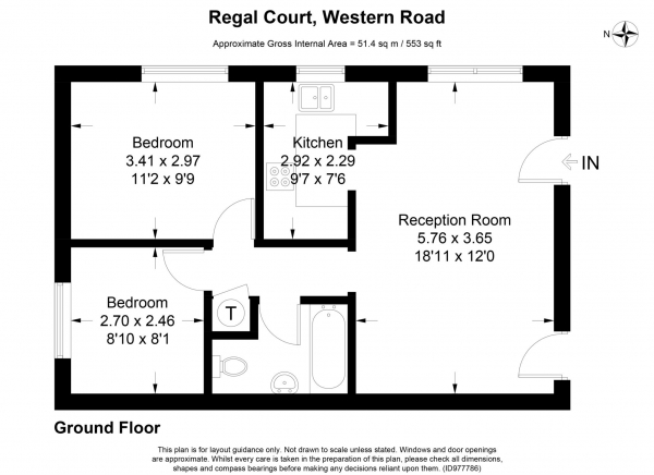 Floor Plan Image for 2 Bedroom Apartment for Sale in Regal Court, Western Road