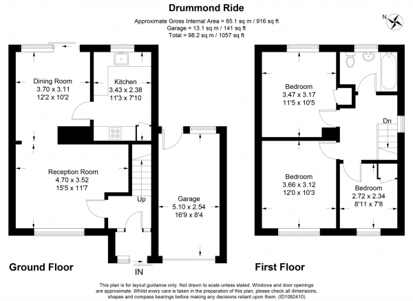 Floor Plan for 3 Bedroom Semi-Detached House for Sale in Drummond Ride, Tring, HP23, 5DE -  &pound545,000