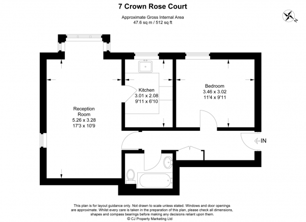 Floor Plan Image for 1 Bedroom Apartment for Sale in Crown Rose Court, Tring