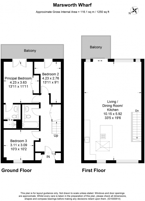 Floor Plan for 3 Bedroom Property for Sale in Marsworth Wharf, Marsworth, Marsworth, HP23, 4BW -  &pound650,000