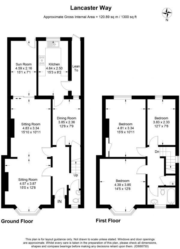 Floor Plan Image for 3 Bedroom Semi-Detached House for Sale in Lancaster Avenue, Hitchin