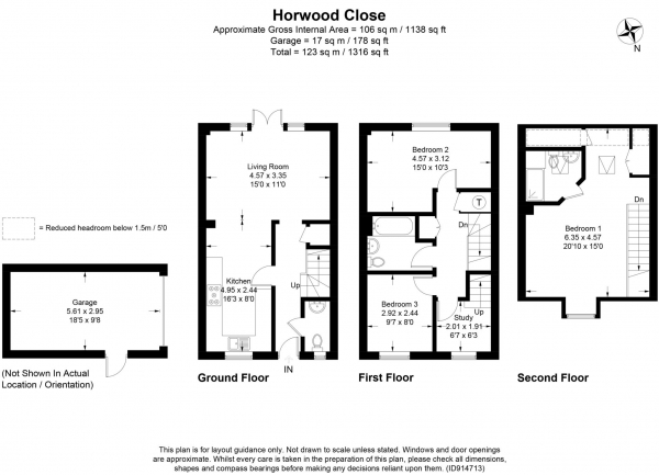 Floor Plan Image for 3 Bedroom End of Terrace House to Rent in Horwood Close, Aston Clinton