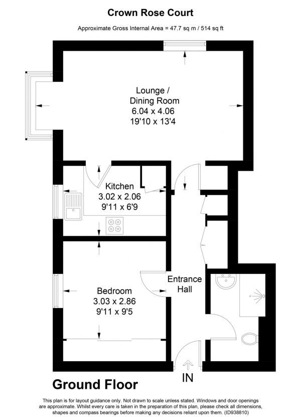 Floor Plan Image for 1 Bedroom Apartment for Sale in Crown Rose Court, Tring