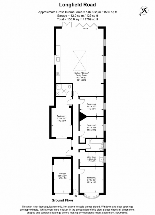 Floor Plan Image for 4 Bedroom Detached Bungalow for Sale in Longfield Road, Tring