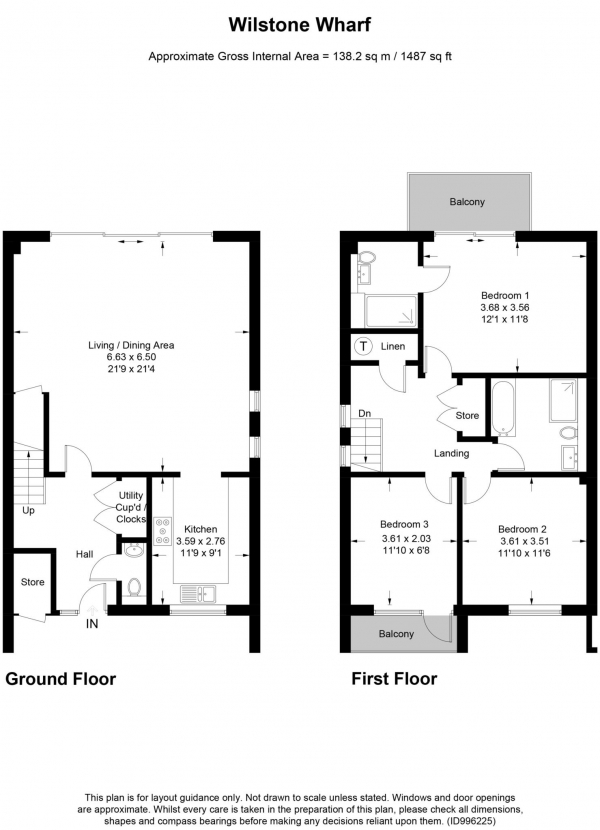 Floor Plan Image for 3 Bedroom Property for Sale in Wilstone Wharf, Wilstone