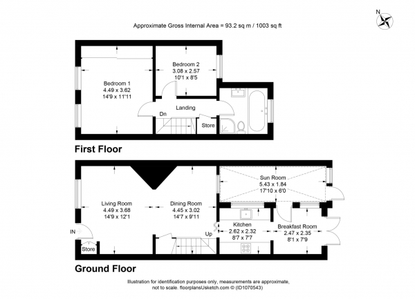 Floor Plan Image for 2 Bedroom End of Terrace House for Sale in Railway Cottages, Tring