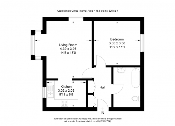 Floor Plan for 1 Bedroom Apartment for Sale in Crown Rose Court, Tring, HP23, 5AY - OIRO &pound195,000