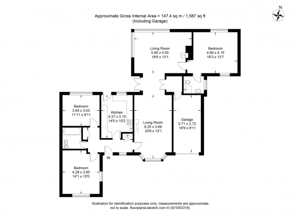 Floor Plan Image for 3 Bedroom Detached Bungalow for Sale in Osborne Way, Wigginton