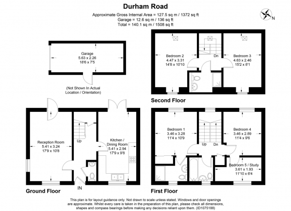 Floor Plan Image for 4 Bedroom Town House for Sale in Durham Road, Pitstone