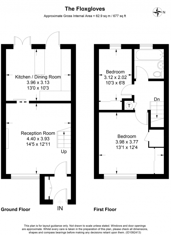 Floor Plan Image for 2 Bedroom Terraced House for Sale in The Foxgloves, Hemel Hempstead