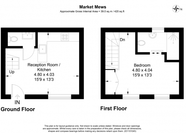 Floor Plan Image for 1 Bedroom Property for Sale in Market Mews, Leighton Buzzard