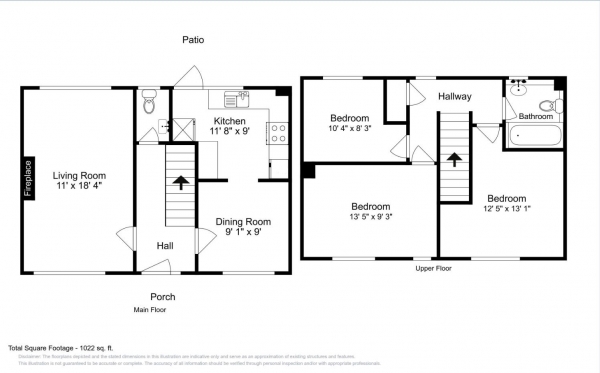Floor Plan for 3 Bedroom Semi-Detached House to Rent in Lydford Close, Farnborough, GU14, 8UQ - £288 pw | £1250 pcm