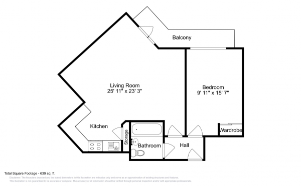 Floor Plan Image for 1 Bedroom Apartment to Rent in Wallis Square, Farnborough