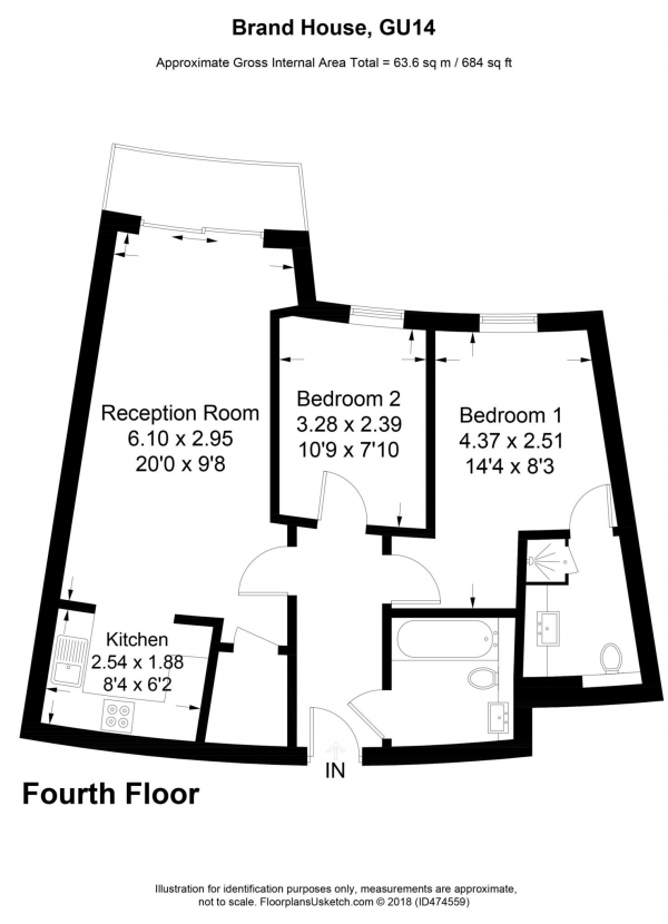 Floor Plan Image for 2 Bedroom Apartment to Rent in Coombe Way, Farnborough