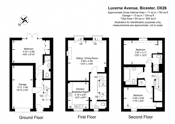 Floor Plan Image for 3 Bedroom Town House to Rent in Lucerne Avenue, Bicester, OX26