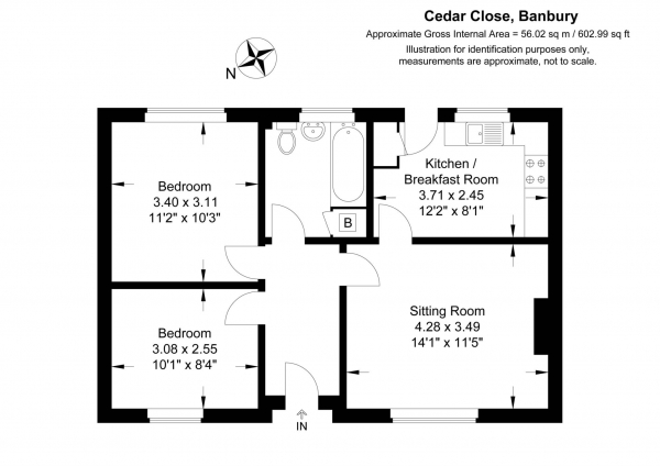 Floor Plan Image for 2 Bedroom Semi-Detached Bungalow to Rent in Cedar Close, Banbury, OX16