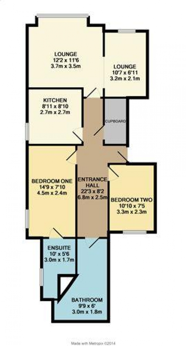 Floor Plan Image for 2 Bedroom Flat to Rent in Napier Avenue, Blackpool, FY4 1PB