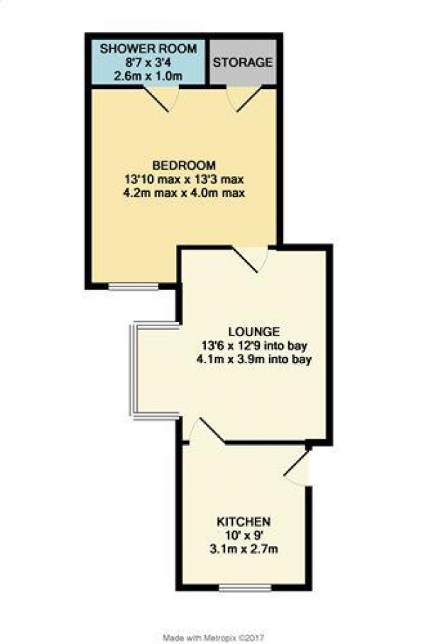 Floor Plan Image for 1 Bedroom Flat to Rent in Lytham Road, Blackpool, FY3 9NX