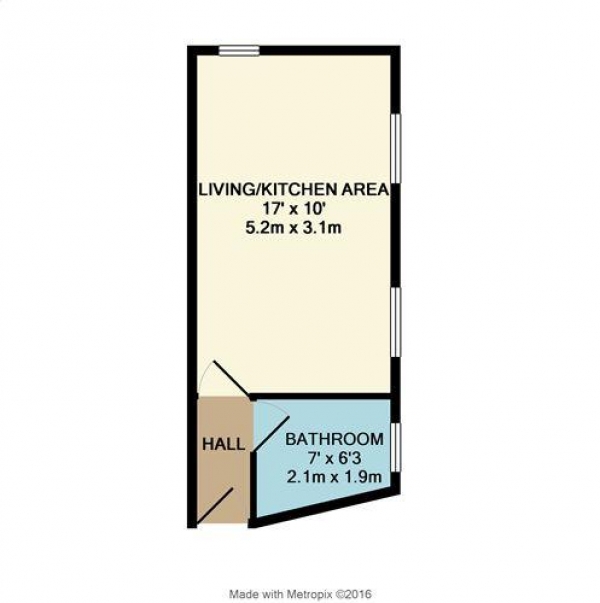 Floor Plan Image for 1 Bedroom Studio to Rent in Waterloo Road, Blackpool, FY4 4BH