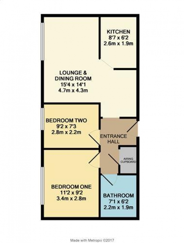 Floor Plan Image for 2 Bedroom Flat for Sale in St.Annes Court, St Annes Road, Blackpool, FY4 2DS