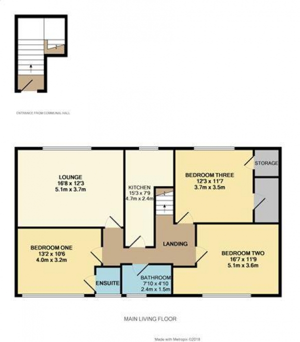 Floor Plan Image for 3 Bedroom Flat to Rent in Dales View, Queens Promenade, Blackpool, FY2 9AB