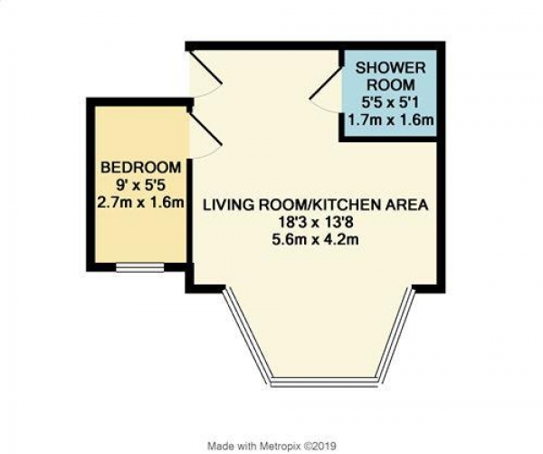 Floor Plan Image for 1 Bedroom Flat to Rent in The Promenade, Blackpool, FY1 2LB