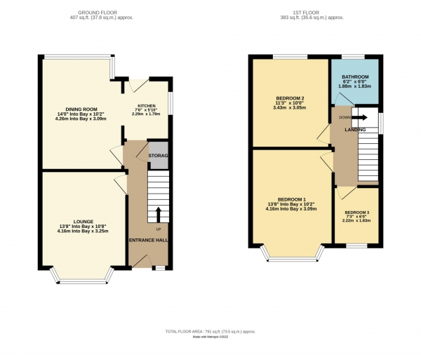 Floor Plan for 3 Bedroom Semi-Detached House for Sale in Vicarage Lane, Blackpool, FY4 4LR, FY4, 4LR -  &pound140,000