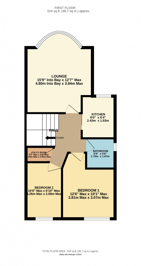 Floor Plan Image for 2 Bedroom Flat to Rent in Palatine Road, Blackpool, FY1 4DX