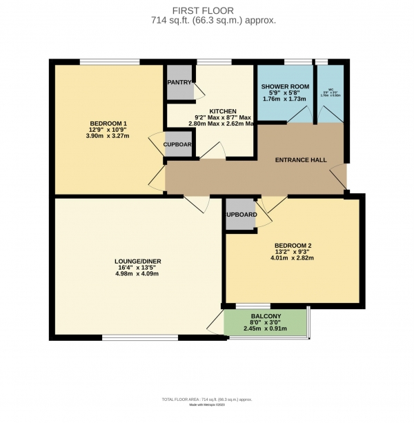 Floor Plan Image for 2 Bedroom Flat for Sale in Crescent Court, Abercorn Place, Blackpool, FY4 1SU