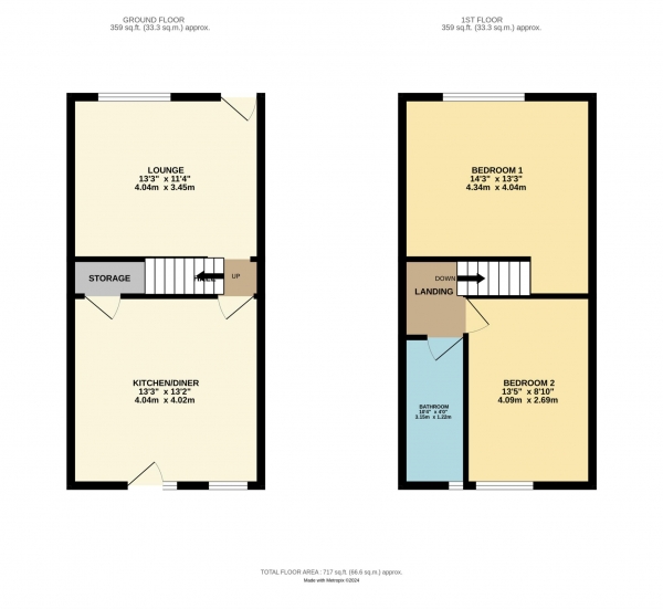 Floor Plan for 2 Bedroom Property for Sale in Rugby Street, Blackpool, FY4 3BE, FY4, 3BE -  &pound90,000