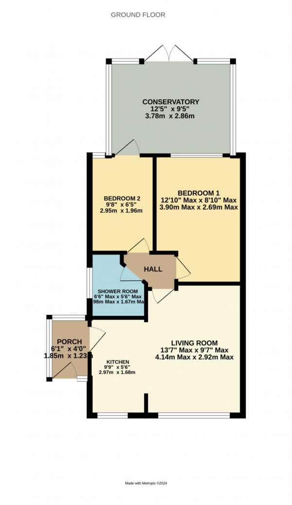 Floor Plan Image for 2 Bedroom Semi-Detached House for Sale in Braith Close, Blackpool, FY4 4YE