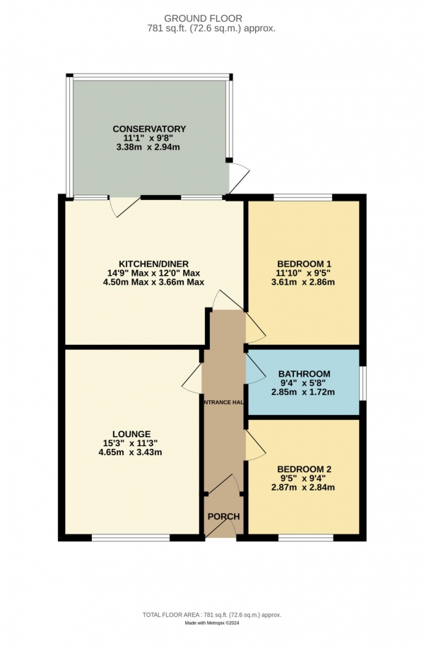 Floor Plan Image for 2 Bedroom Semi-Detached Bungalow for Sale in Kincardine Avenue, Blackpool, FY4 5NN