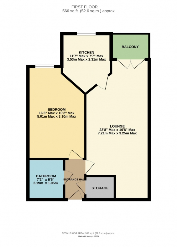 Floor Plan Image for 1 Bedroom Flat for Sale in Ensign Court, Westgate Road, Lytham St Annes, FY8 2TS