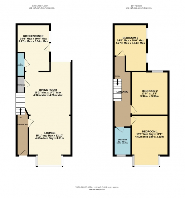 Floor Plan Image for 3 Bedroom Terraced House for Sale in Caunce Street, Blackpool, FY1 3NE