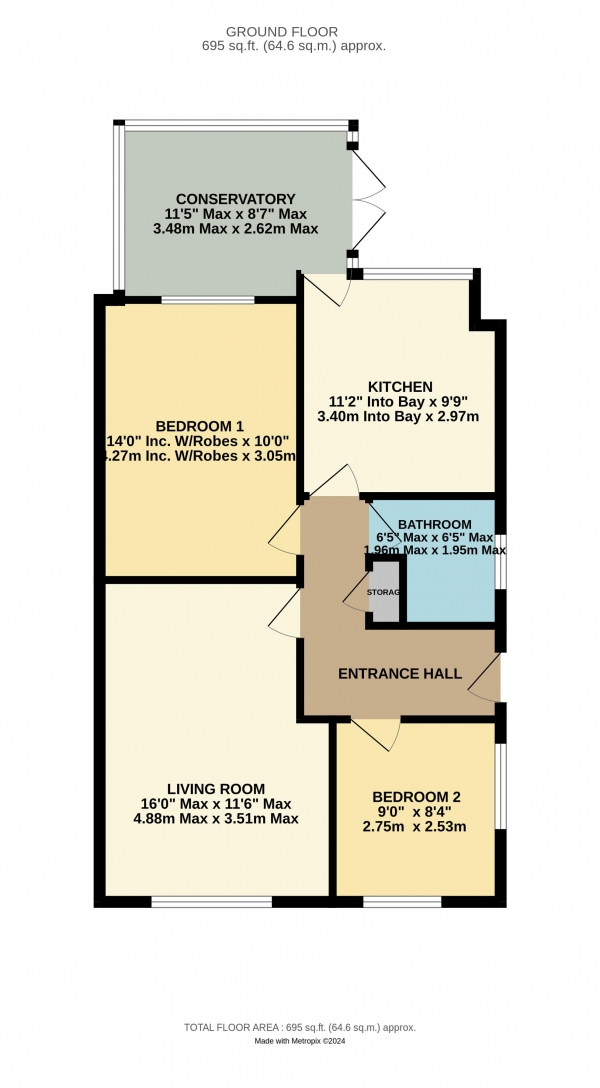 Floor Plan Image for 2 Bedroom Semi-Detached Bungalow for Sale in Hampshire Place, Blackpool, FY4 5BA