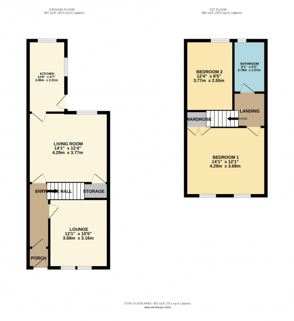 Floor Plan Image for 2 Bedroom Terraced House for Sale in Cunliffe Road, Blackpool, FY1 6RU