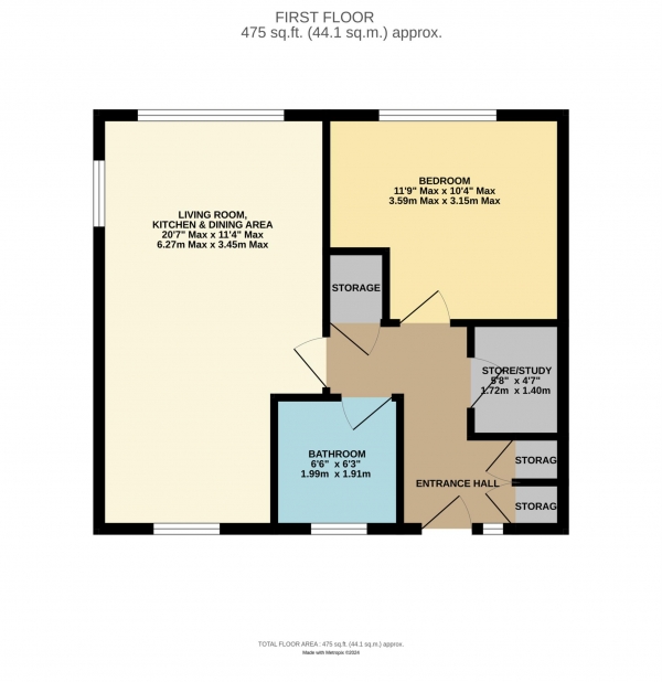 Floor Plan Image for 1 Bedroom Flat for Sale in Winnipeg Place, Blackpool, FY2 0LX