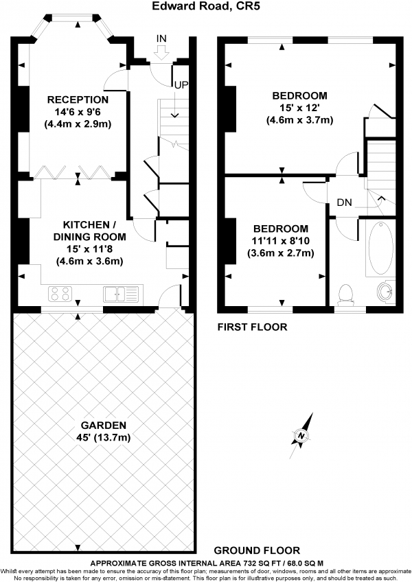 Floor Plan Image for 2 Bedroom Terraced House for Sale in Edward Road, COULSDON, Surrey, CR5