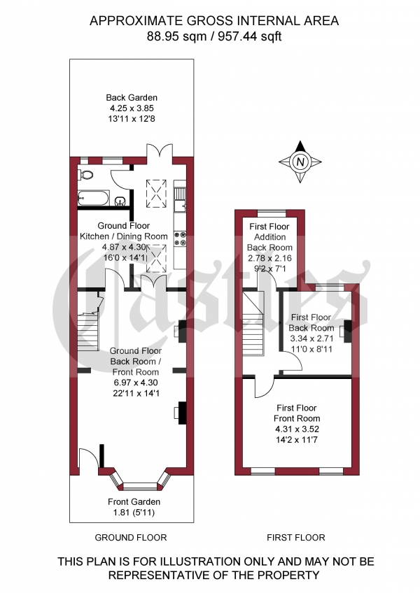 Floor Plan Image for 3 Bedroom Property to Rent in Elmar Road, Tottenham, N15