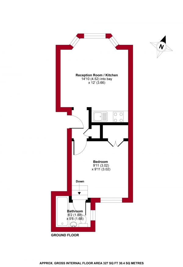 Floor Plan Image for 1 Bedroom Flat to Rent in Hanley Road, Stroud Green, N4