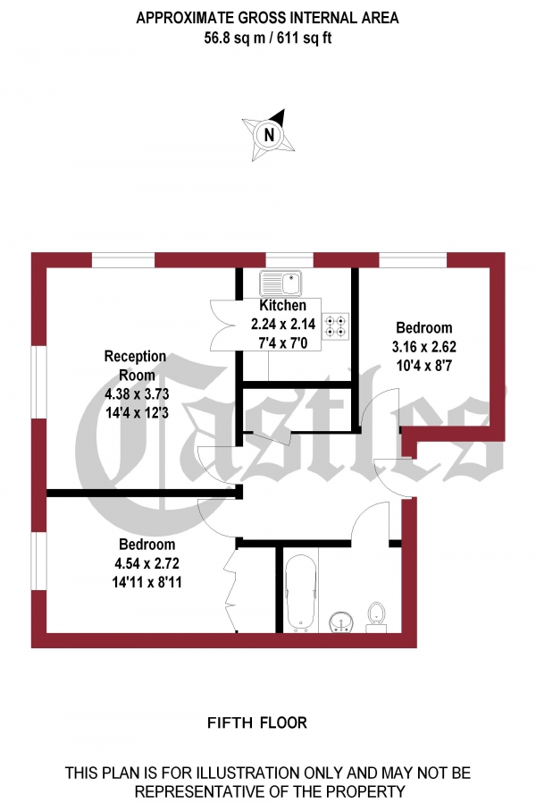 Floor Plan Image for 2 Bedroom Retirement Property to Rent in Bishops View Court, Muswell Hill, N10