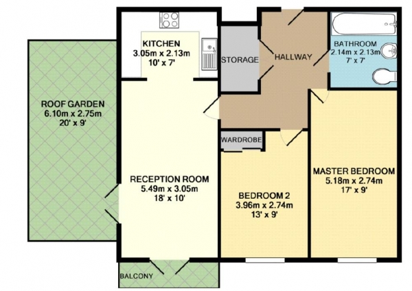 Floor Plan Image for 2 Bedroom Flat to Rent in Harvey House, Enfield, EN3