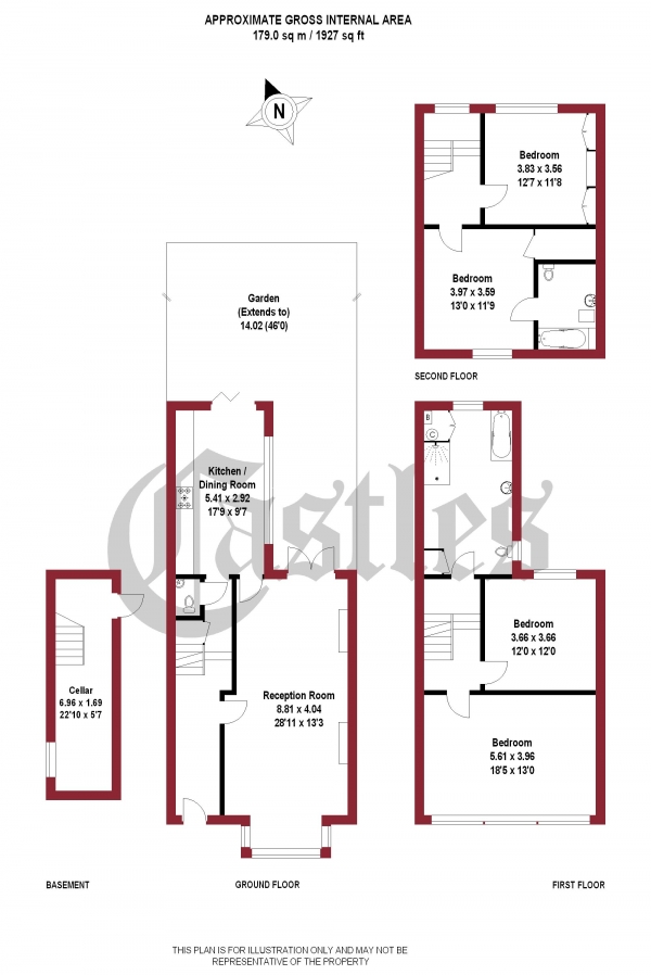 Floor Plan Image for 4 Bedroom Property to Rent in Ossian Road, Stroud Green N4