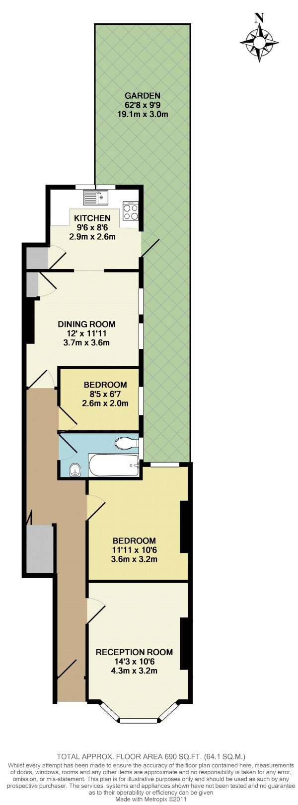 Floor Plan Image for 3 Bedroom Maisonette to Rent in Maryland Road, Wood Green, N22
