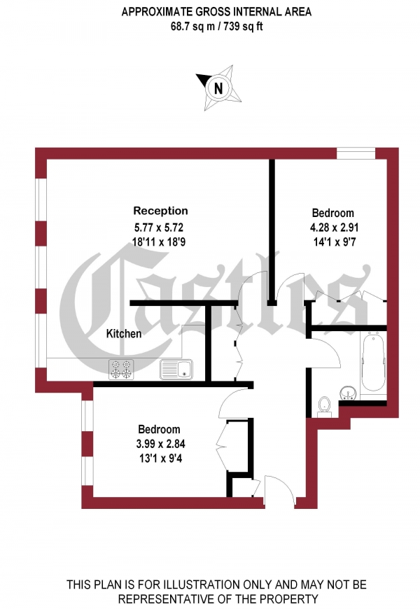 Floor Plan Image for 2 Bedroom Flat to Rent in Video Court, Stroud Green, N4