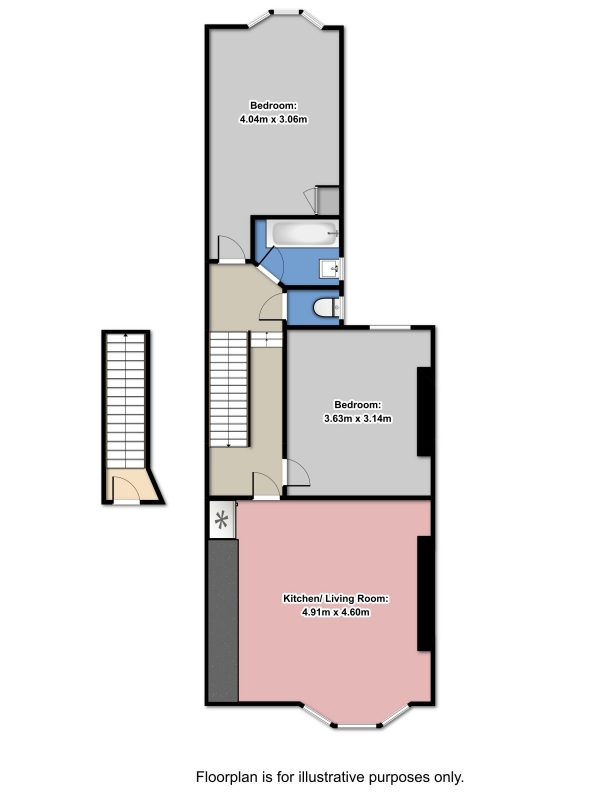 Floor Plan Image for 2 Bedroom Flat to Rent in Langham Road, Tottenham, N15