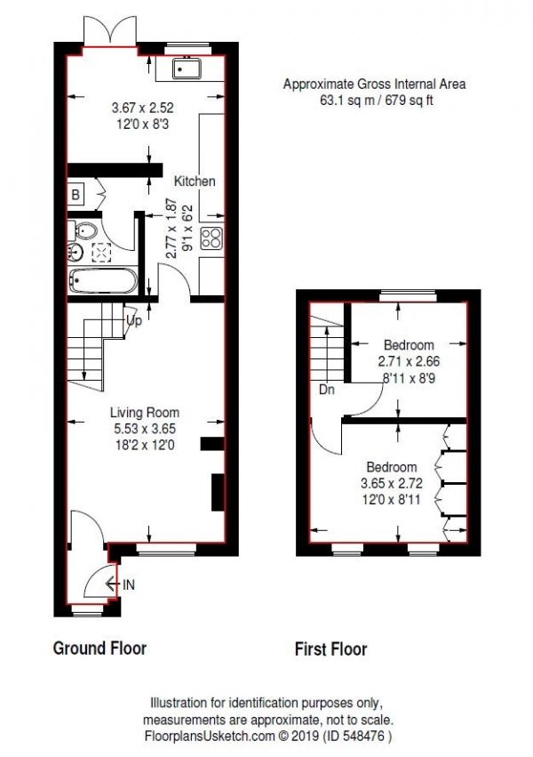 Floor Plan Image for 2 Bedroom Property to Rent in Farrant Avenue, Wood Green, N22