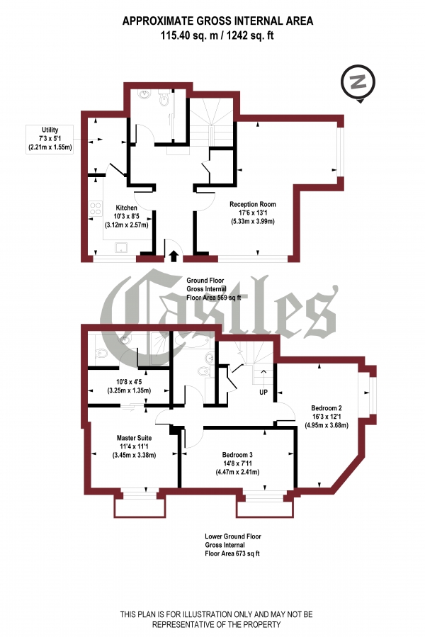 Floor Plan Image for 3 Bedroom Flat to Rent in Spring Apartments, Nightingale Lane, Crouch End, N8